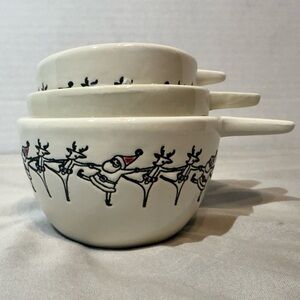 Arlington Designs ceramic dancing Santa & Reindeer measuring cups